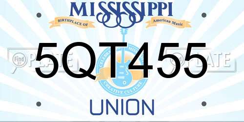 5QT455 Mississippi License Plate