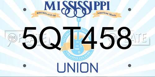 5QT458 Mississippi License Plate