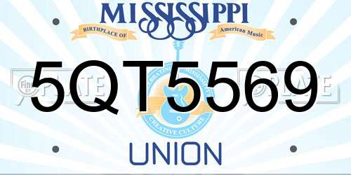 5QT5569 Mississippi License Plate