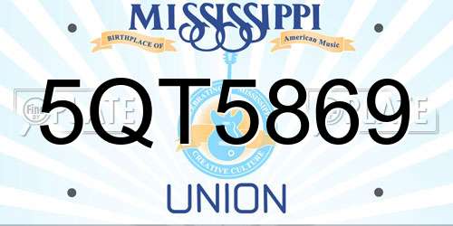 5QT5869 Mississippi License Plate