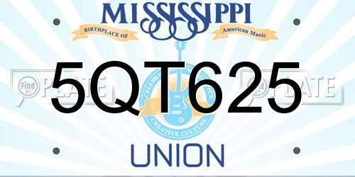 5QT625 Mississippi License Plate