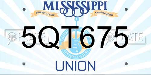 5QT675 Mississippi License Plate