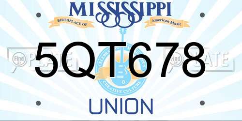 5QT678 Mississippi License Plate