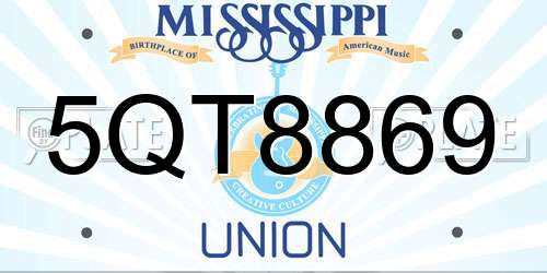 5QT8869 Mississippi License Plate