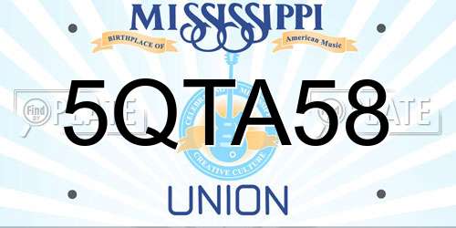 5QTA58 Mississippi License Plate