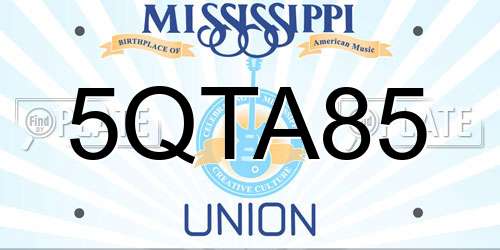 5QTA85 Mississippi License Plate