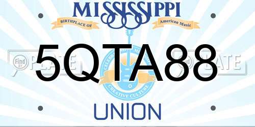 5QTA88 Mississippi License Plate