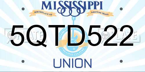 5QTD522 Mississippi License Plate