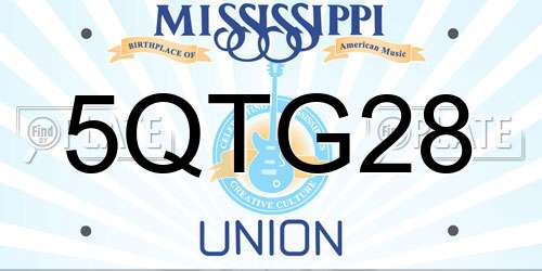 5QTG28 Mississippi License Plate