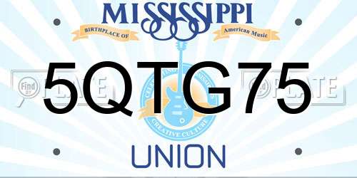 5QTG75 Mississippi License Plate