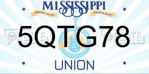 5QTG78 Mississippi License Plate