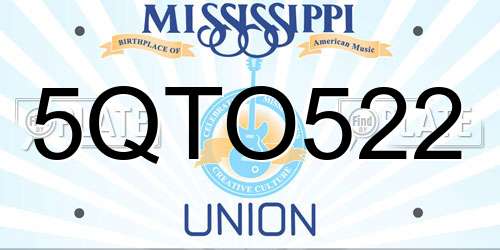 5QTO522 Mississippi License Plate
