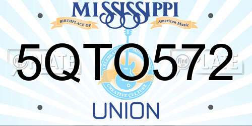5QTO572 Mississippi License Plate