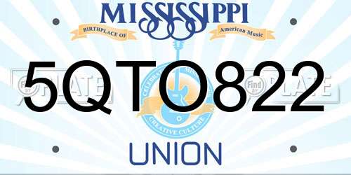 5QTO822 Mississippi License Plate