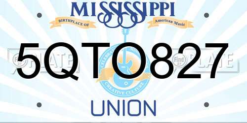 5QTO827 Mississippi License Plate