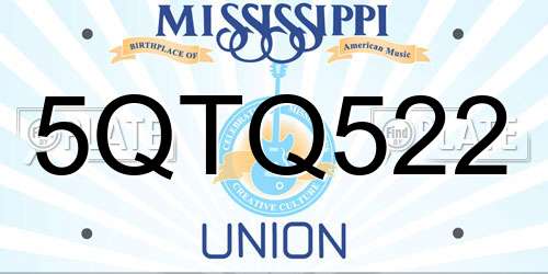 5QTQ522 Mississippi License Plate
