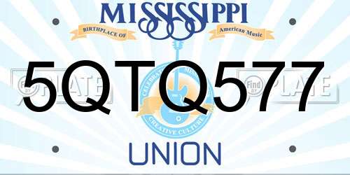 5QTQ577 Mississippi License Plate