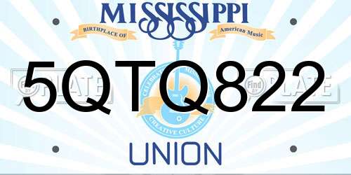 5QTQ822 Mississippi License Plate