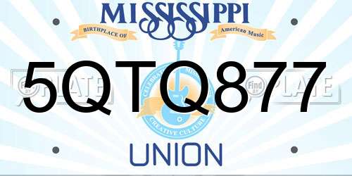5QTQ877 Mississippi License Plate