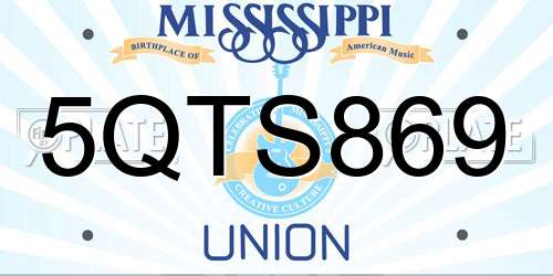 5QTS869 Mississippi License Plate