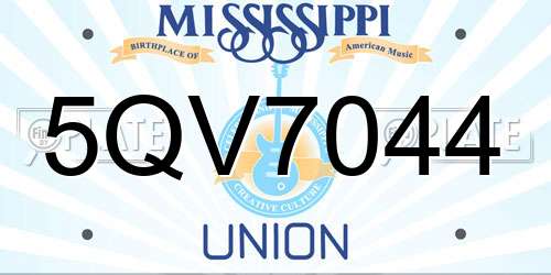 5QV7044 Mississippi License Plate