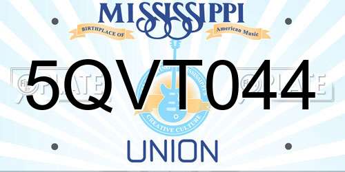 5QVT044 Mississippi License Plate