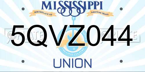5QVZ044 Mississippi License Plate