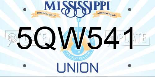5QW541 Mississippi License Plate