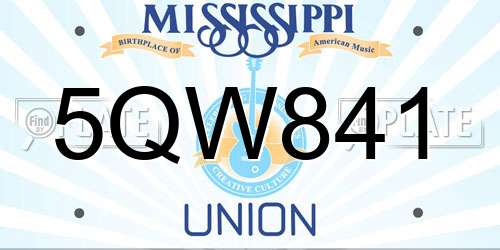 5QW841 Mississippi License Plate