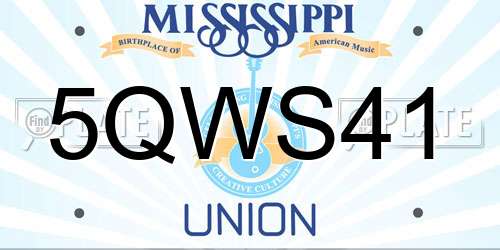5QWS41 Mississippi License Plate