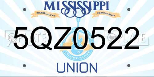 5QZ0522 Mississippi License Plate