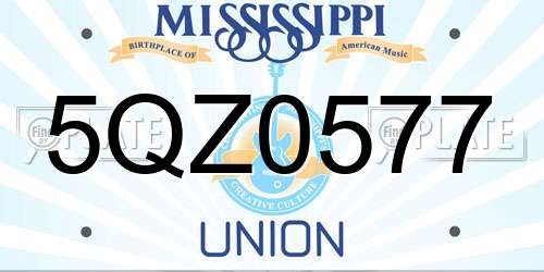 5QZ0577 Mississippi License Plate