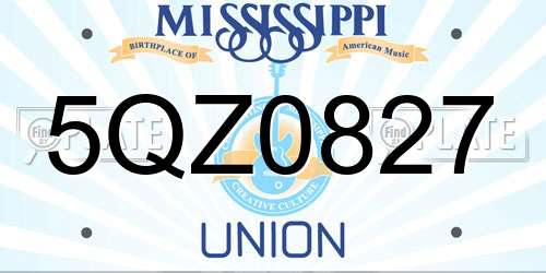 5QZ0827 Mississippi License Plate