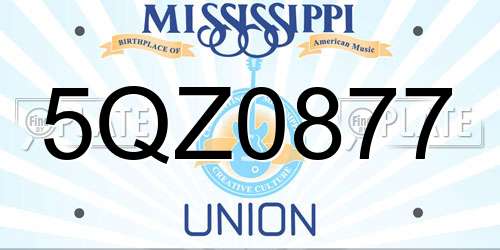 5QZ0877 Mississippi License Plate