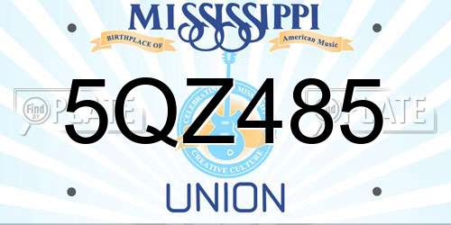 5QZ485 Mississippi License Plate
