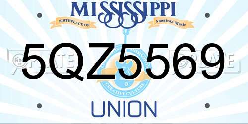 5QZ5569 Mississippi License Plate
