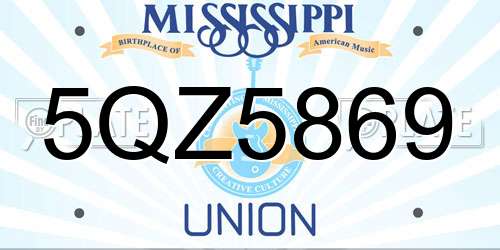 5QZ5869 Mississippi License Plate