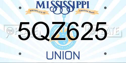 5QZ625 Mississippi License Plate