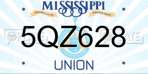 5QZ628 Mississippi License Plate