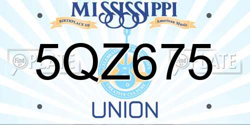 5QZ675 Mississippi License Plate