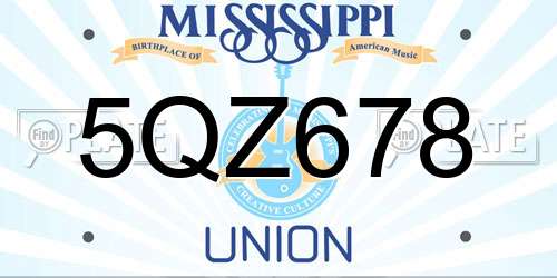 5QZ678 Mississippi License Plate