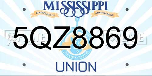 5QZ8869 Mississippi License Plate