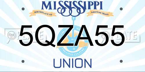 5QZA55 Mississippi License Plate