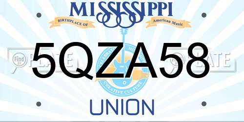 5QZA58 Mississippi License Plate