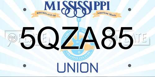 5QZA85 Mississippi License Plate