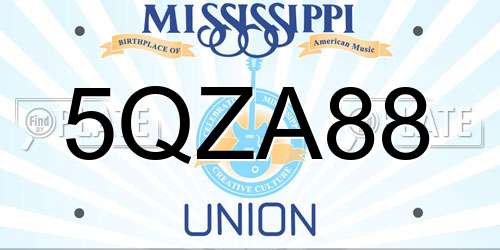 5QZA88 Mississippi License Plate