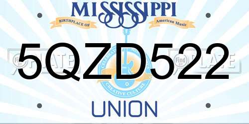 5QZD522 Mississippi License Plate