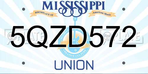 5QZD572 Mississippi License Plate