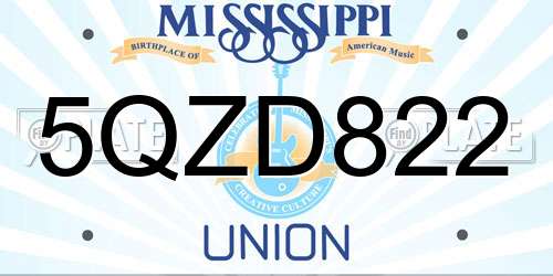 5QZD822 Mississippi License Plate