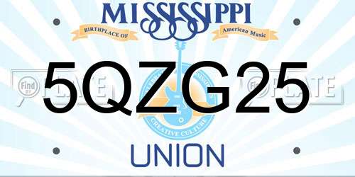 5QZG25 Mississippi License Plate